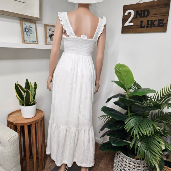 Vestido SOMA Blanco Midi , Escote cuadrado Algodon. - Picture 2 of 6